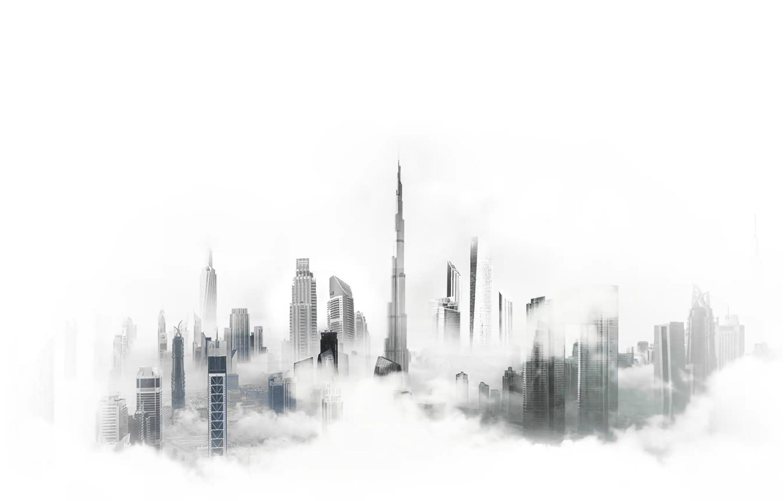 Skyline di Dubai tra le nuvole